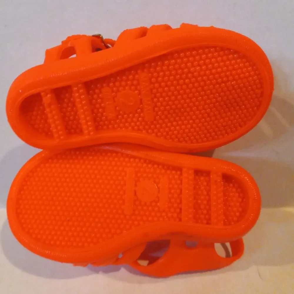 Infant Girls Jelly Sandals-Lot Of 2-Size 2-Clear-Orange-Glitter-Neon-Summer-Fun
